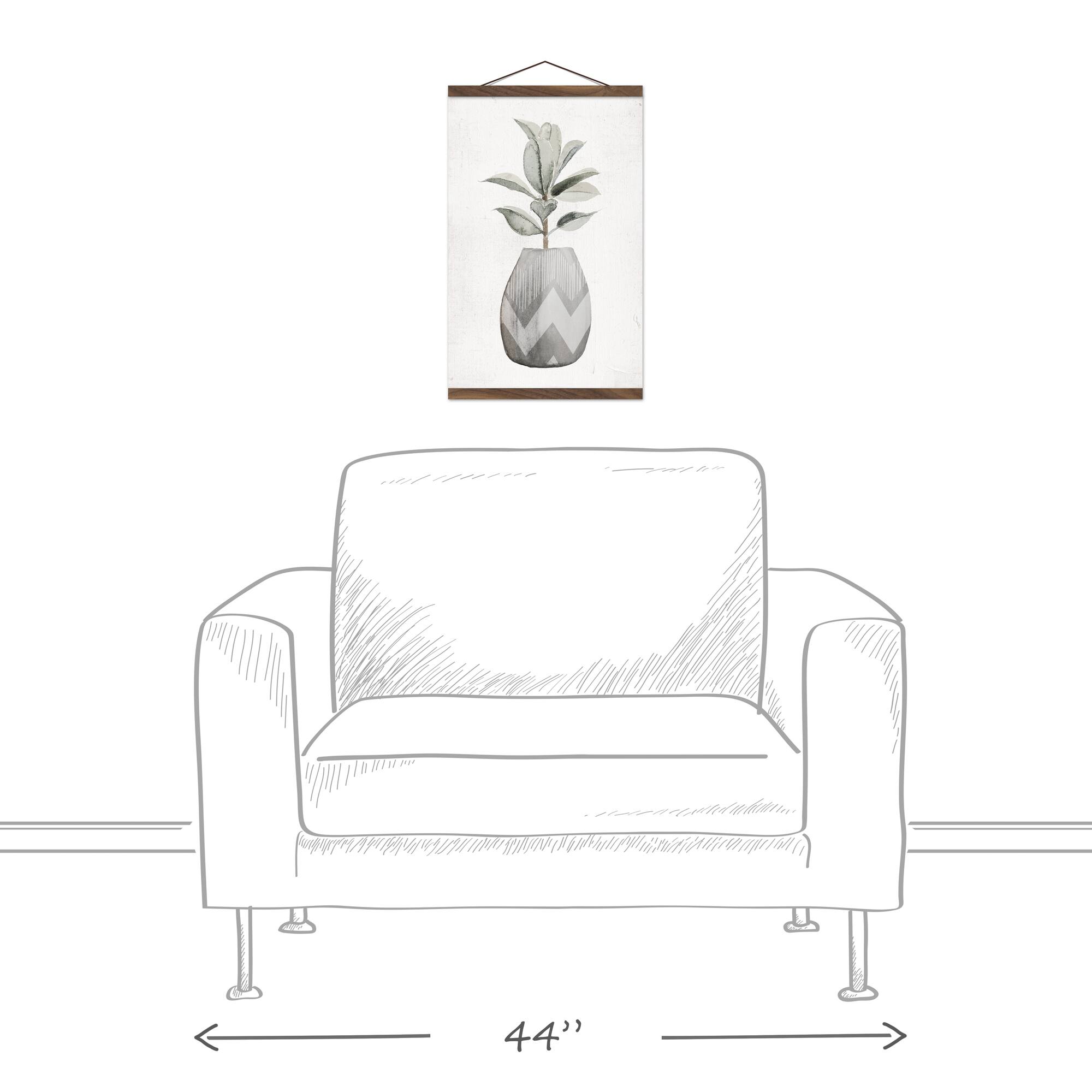 Neutral Textured Greenery Teak Hanging Canvas